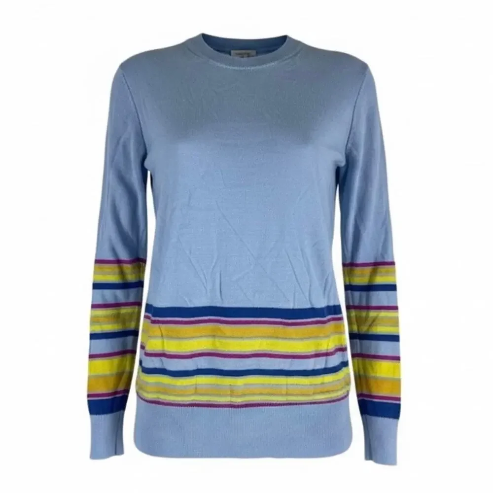 Derek Lam 10 Crosby Cashmere Silk Blend Striped Sweater Blue Size XS